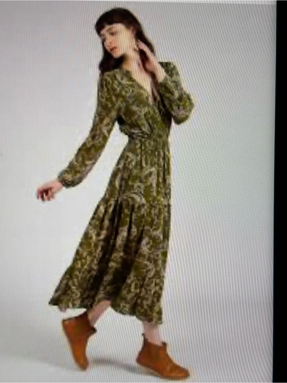 Zara Green Paisley Maxi Dress with Tie Waist